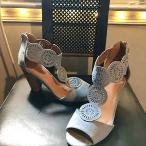 Light blue, heeled sandals